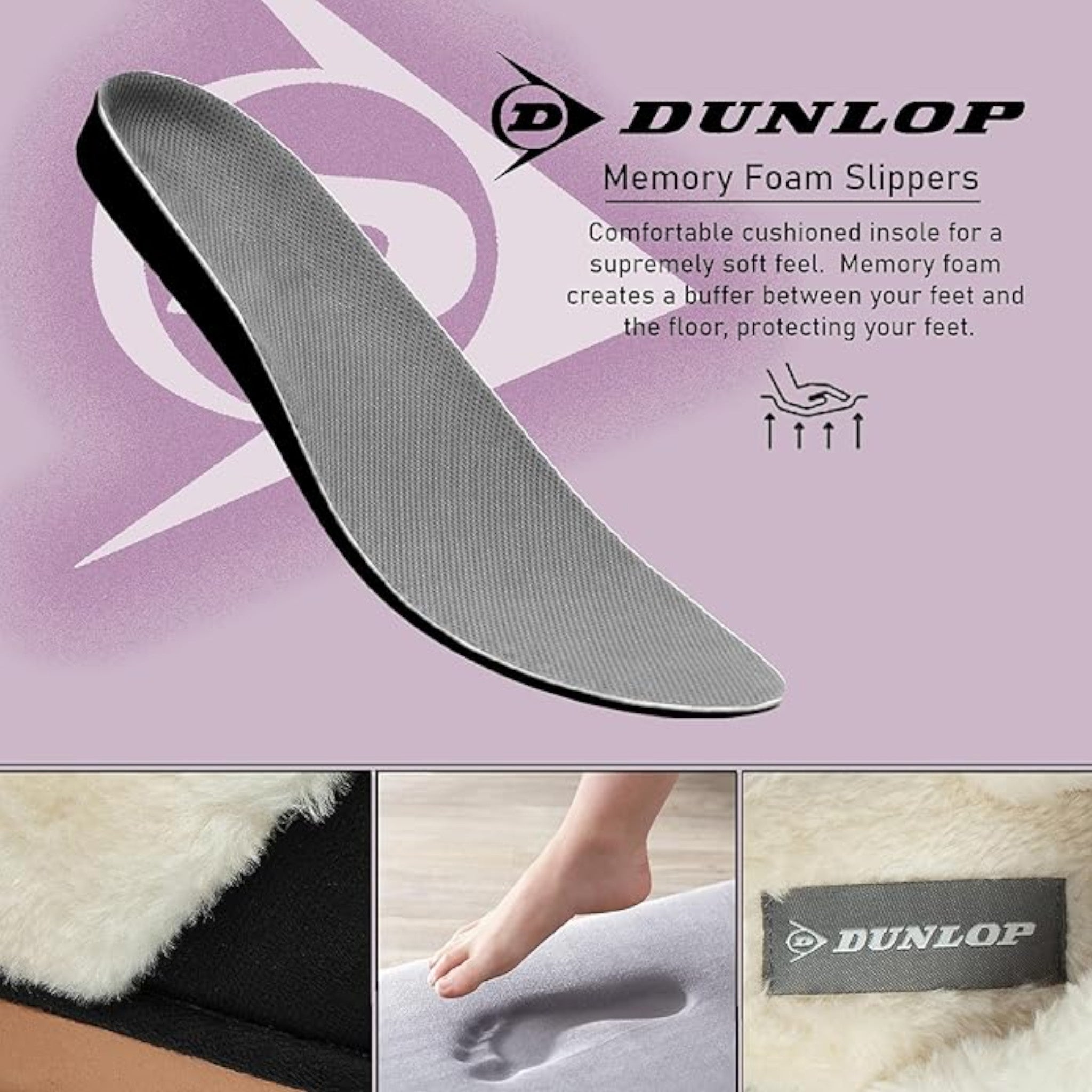 Ladies Dunlop footwear women’s mule slippers for indoor comfort with memory foam in black